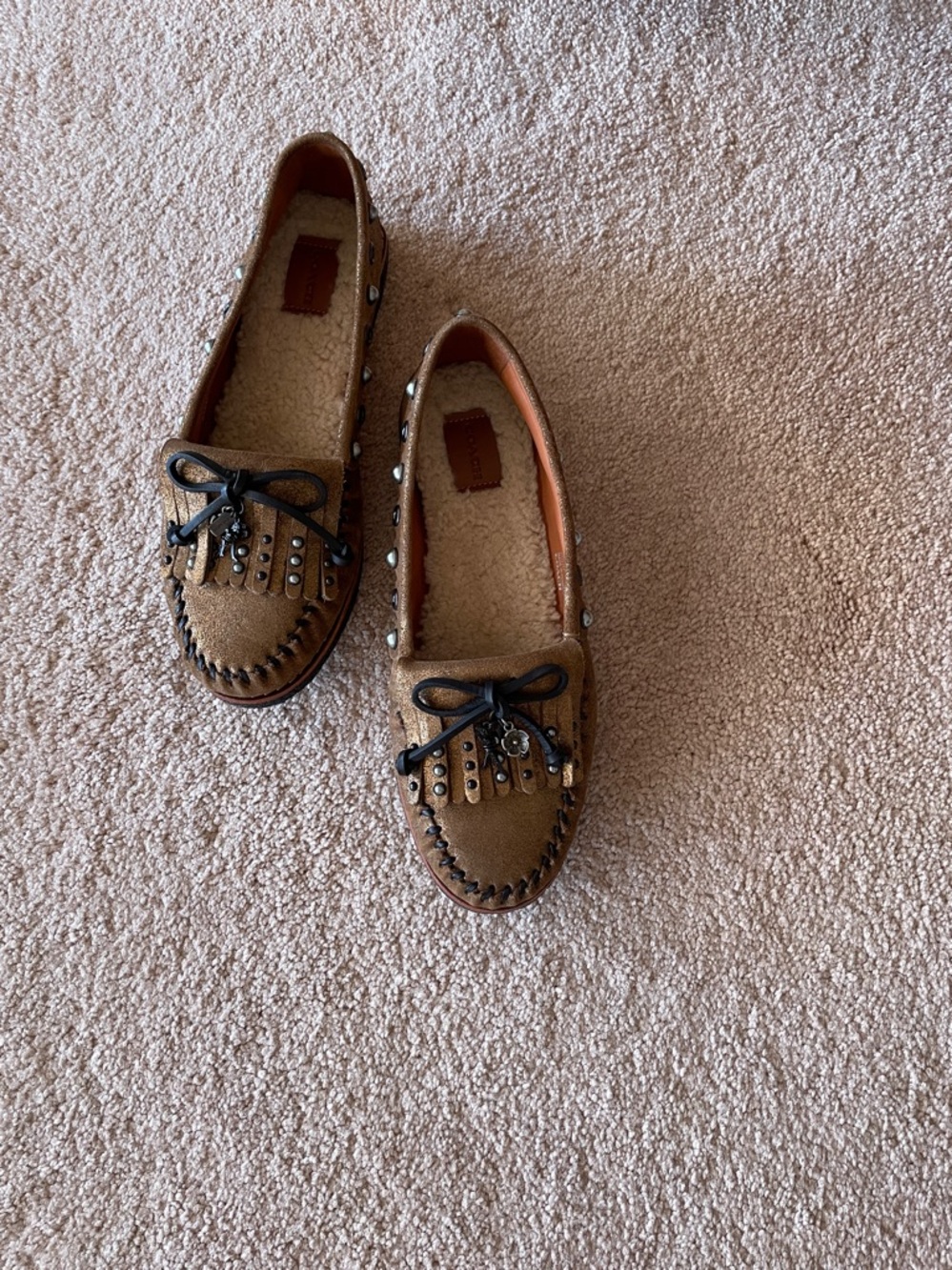 Coach Roccasin shearling lined moccasins size 9B